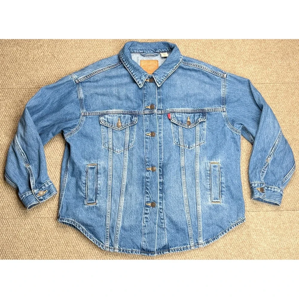 Levi's Premium Men's Button Up Long Sleeve Trucker Denim Jacket Size Medium‎